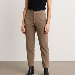 Ardoise 90s Vintage Suede Soft High Rise Waist Crop Length Trousers Pants Tan